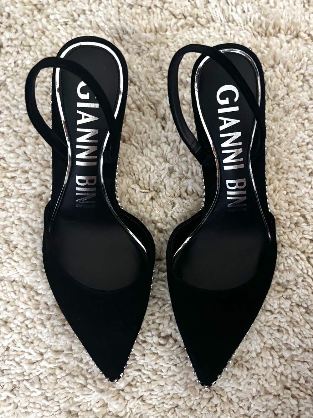 Gianni Bini Black Crystal-Trim Slingback Pumps - Picture 5 of 6